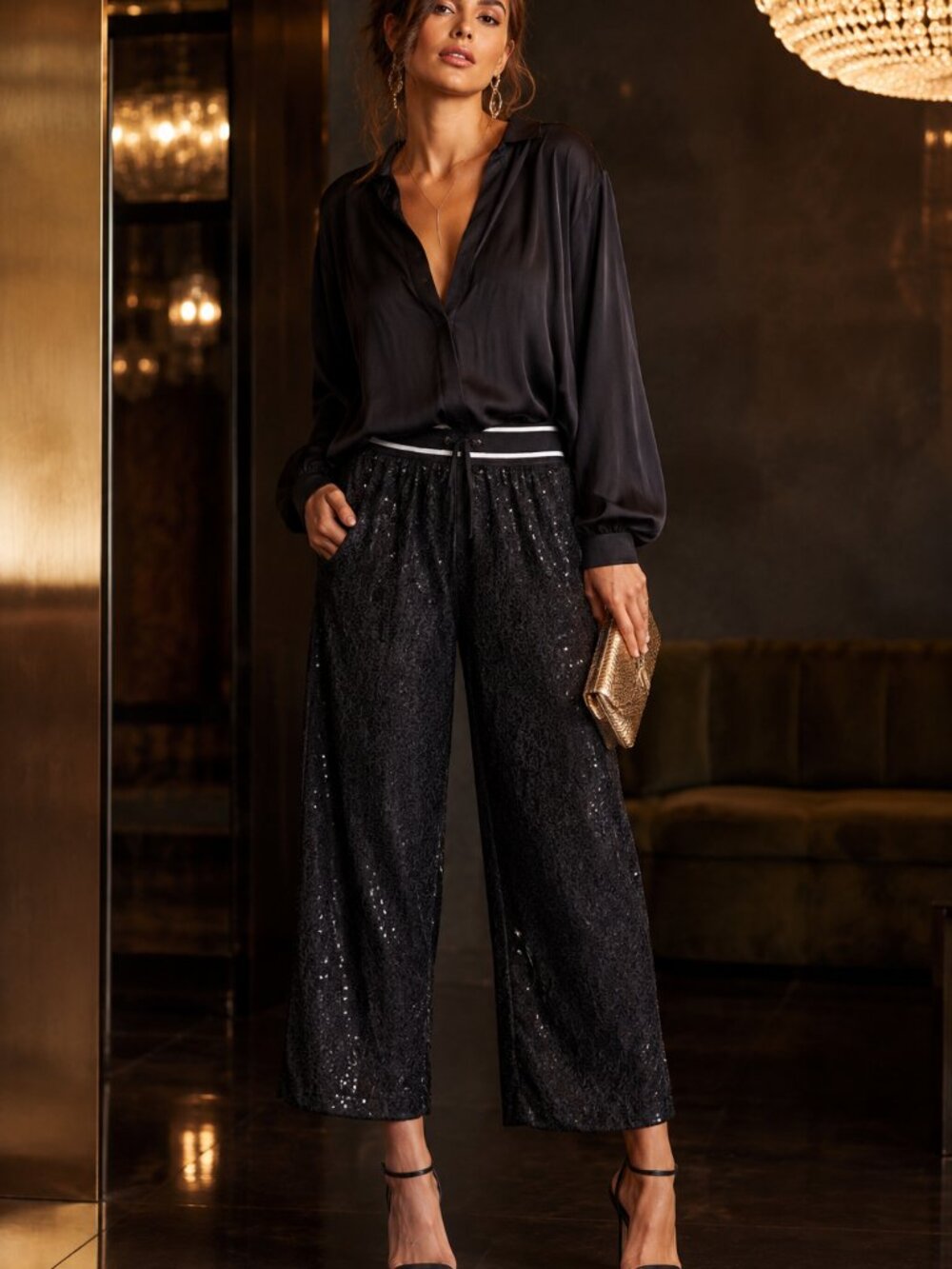 Johnny Was ✨Gabie Sequin Wide Leg Pants